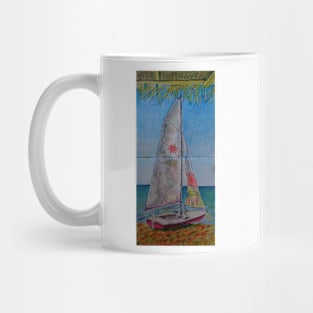 Watercolor Sketch - a Sailboat on a Beach in Sicily Mug